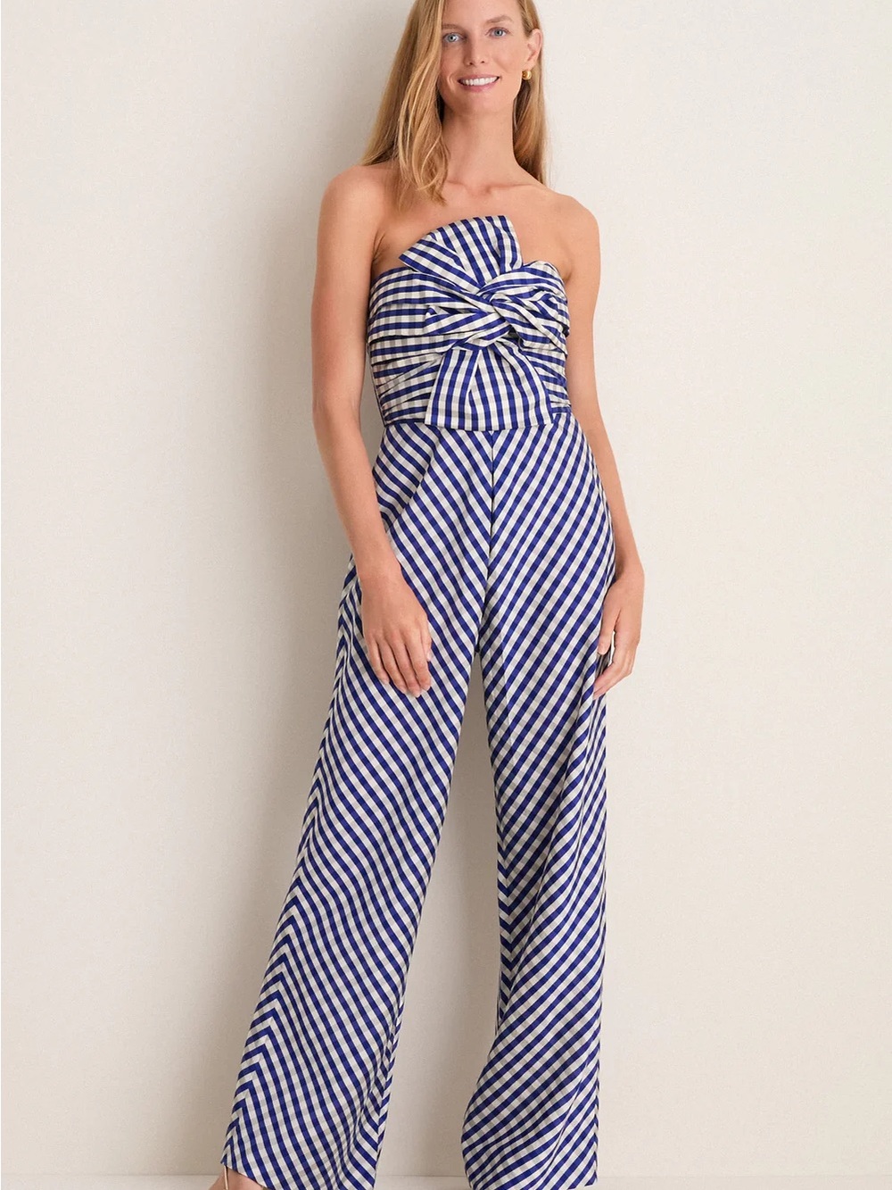 Tuckernuck Strapless Blue & White Gingham Jumpsuit BNWT